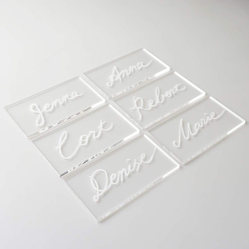 JINMURY 25 Pcs Clear Acrylic Wedding Place Cards, Blank Rectangle Acrylic Name Cards Handwritten Calligraphy Seating Names Place Cards and Wedding Table Decor, 3 1/2 x 2 inch - Image 2
